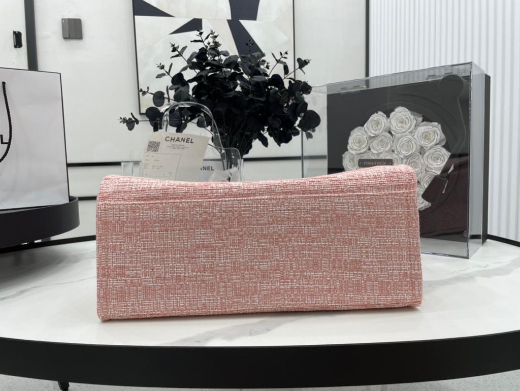 Ch**el Deauville Tote Bag 14.9in/ 38cm Pink Silver-Hardware For Women A66941