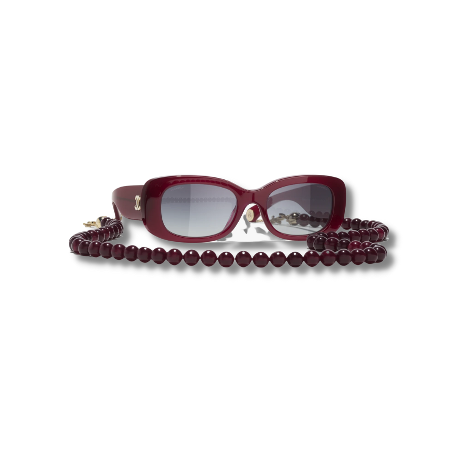 Ch**el Rectangle Sunglasses Burgundy And Gold For Women A71511 X08101 S2016
