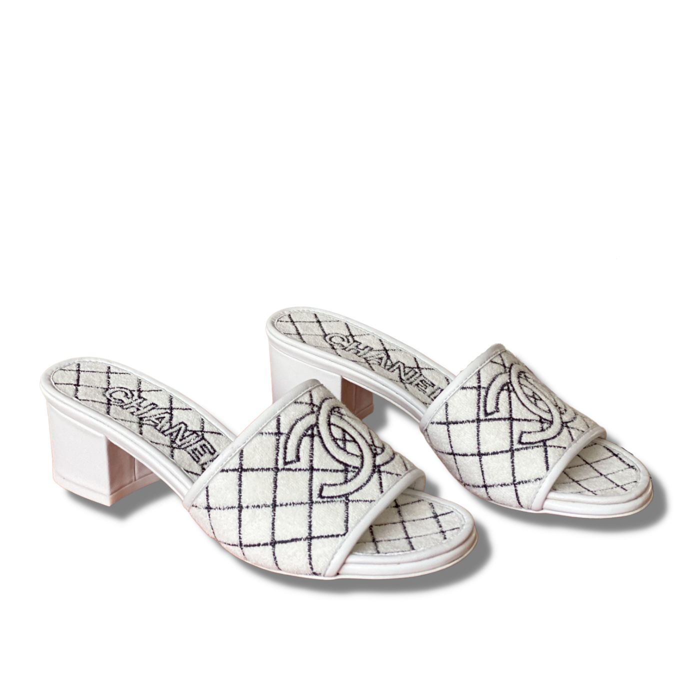 Ch**el Sandals White For Women 1.77in/4.5cm