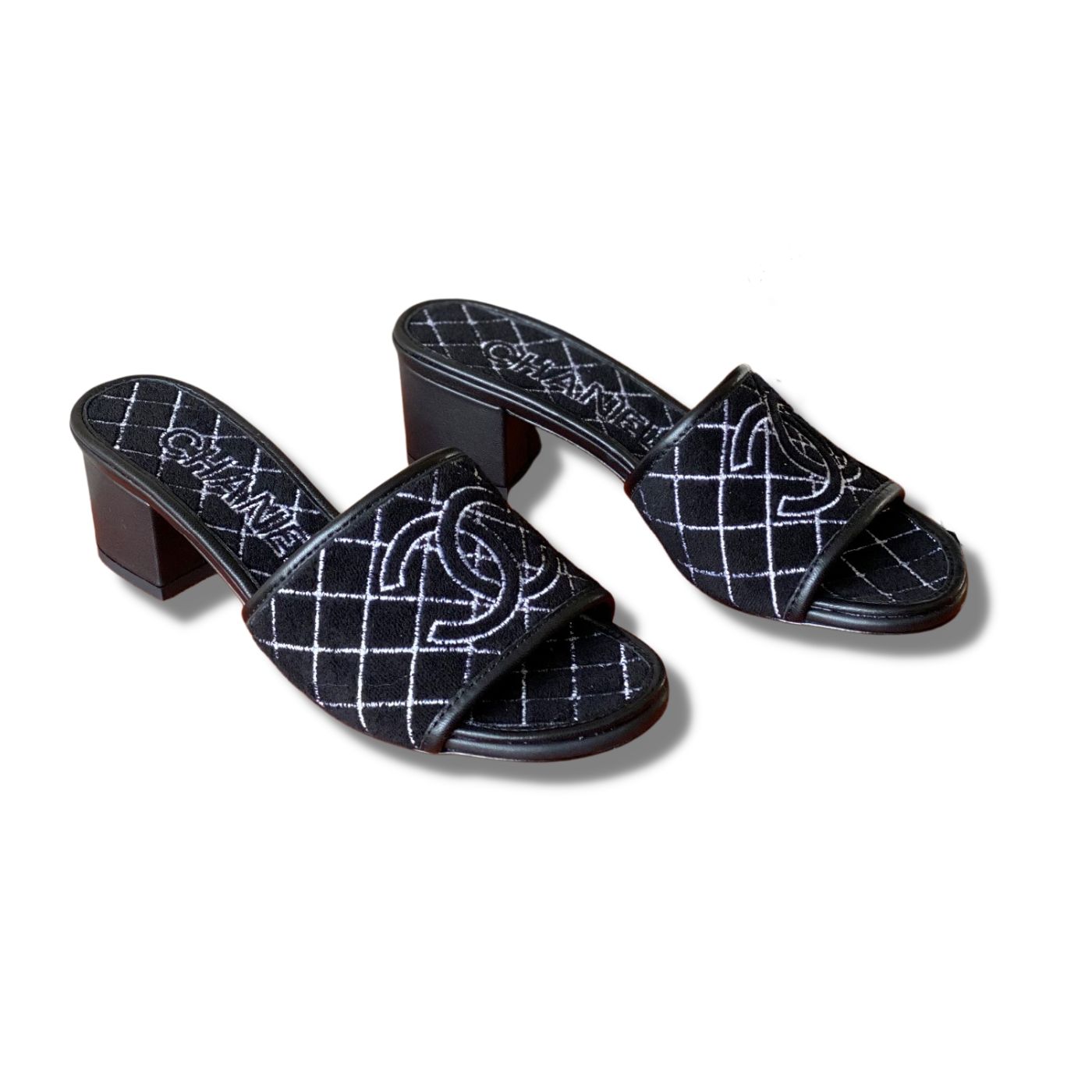 Ch**el Sandals Black For Women 1.77in/4.5cm