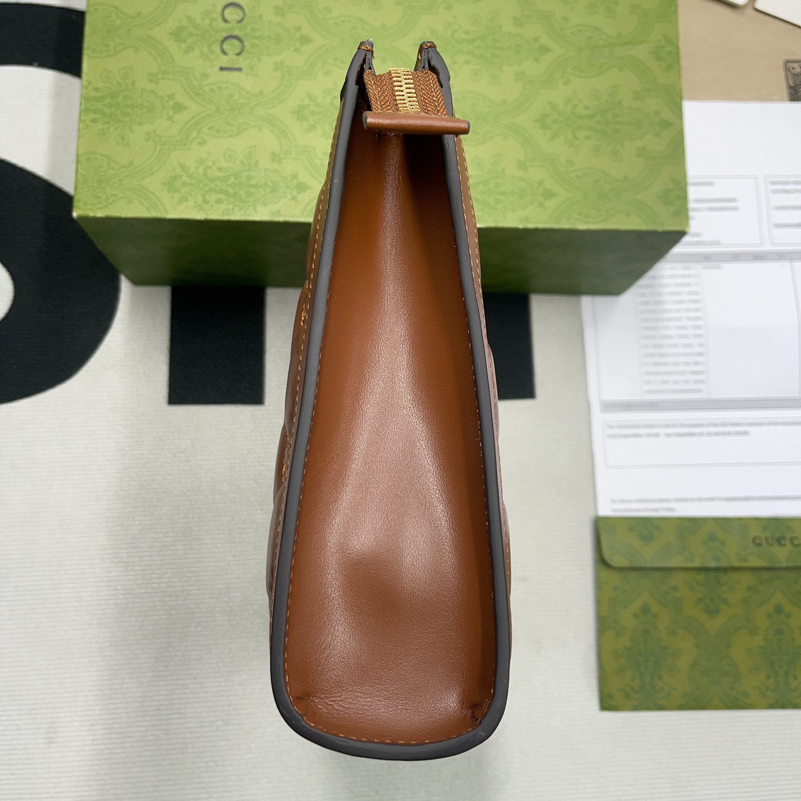 Gvc*1 GG Matelassé Pouch Black/Brown/ Grey For Women‎ 723780 UM8IG 1000 10.6 in/ 27 cm