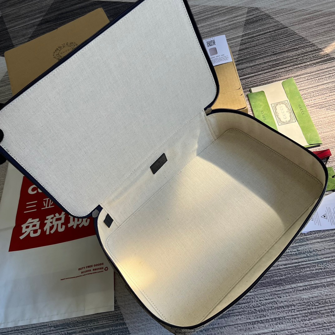 Gvc*1 GG Large Packing Cube Svp*me Canvas Beige/Grey For Men 13.2in/33.5cm ‎‎‎726669 KGD0N 4060