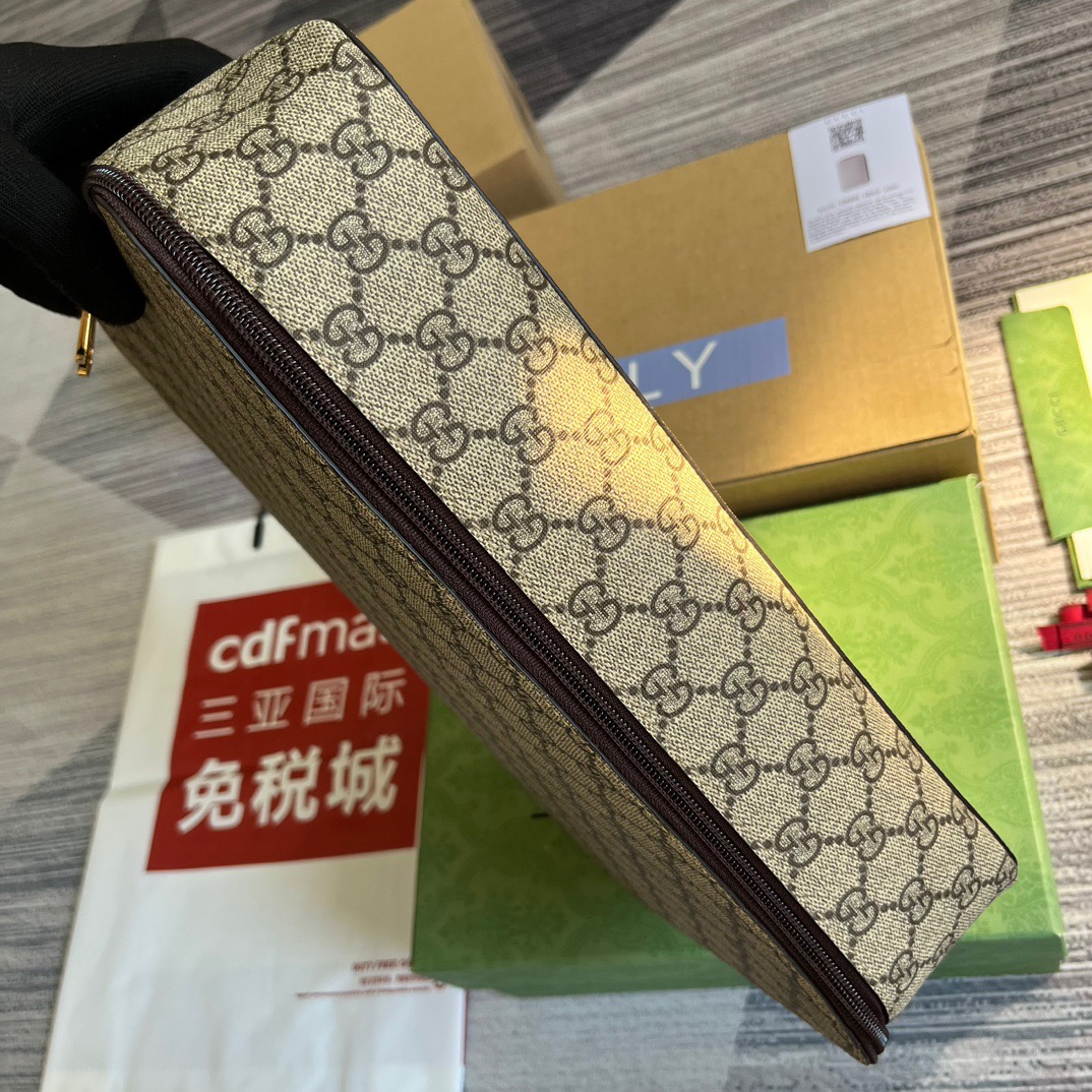 Gvc*1 GG Large Packing Cube Svp*me Canvas Beige/Grey For Men 13.2in/33.5cm ‎‎‎726669 KGD0N 4060