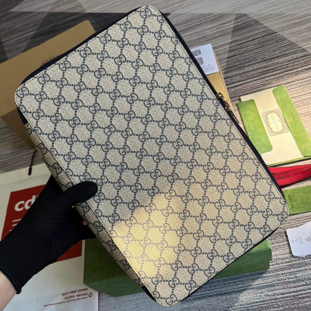 Gvc*1 GG Large Packing Cube Svp*me Canvas Beige/Grey For Men 13.2in/33.5cm ‎‎‎726669 KGD0N 4060