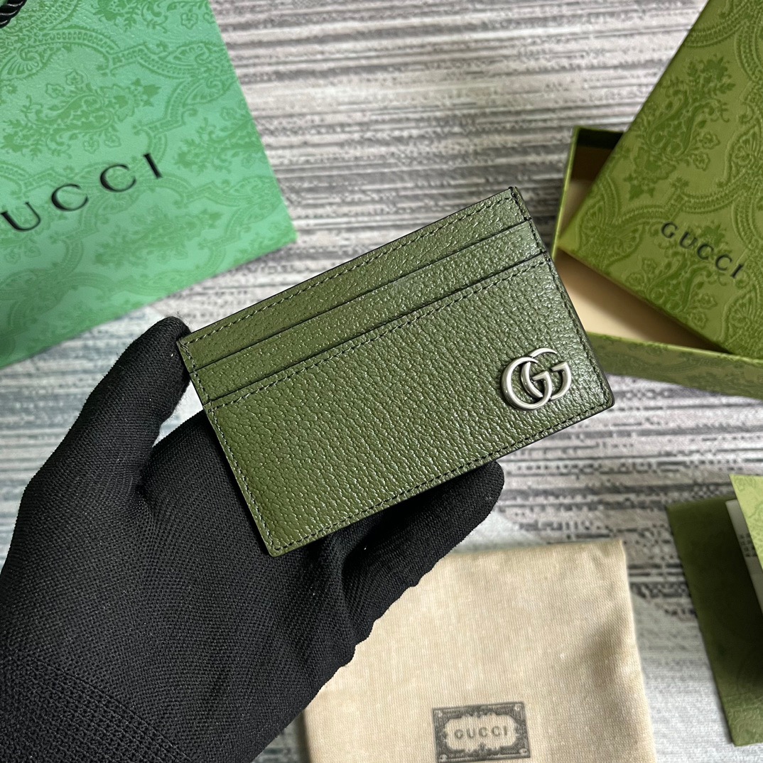 Gvc*1 GG Marmont Card Case Green For Men 4.2in/11cm ‎‎‎657588 DJ20F 3352
