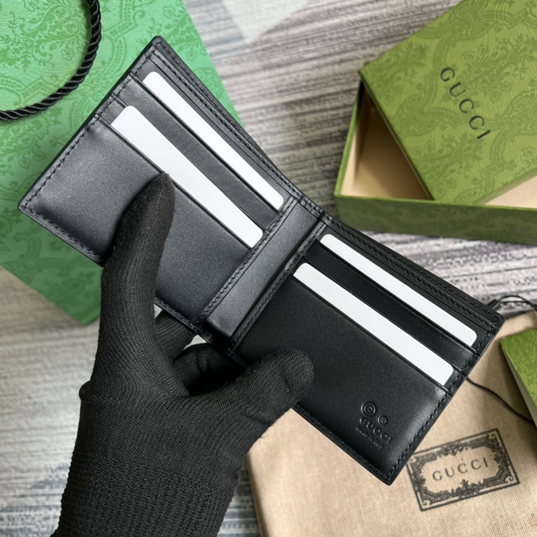 Gvc*1 GG MicroGvc*1ssima Bi-Fold Wallet Black For Men 4.3in/11cm ‎‎‎260987 BMJ1N 4009