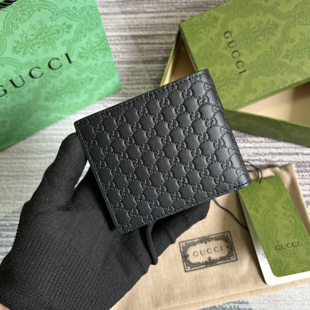 Gvc*1 GG MicroGvc*1ssima Bi-Fold Wallet Black For Men 4.3in/11cm ‎‎‎260987 BMJ1N 4009