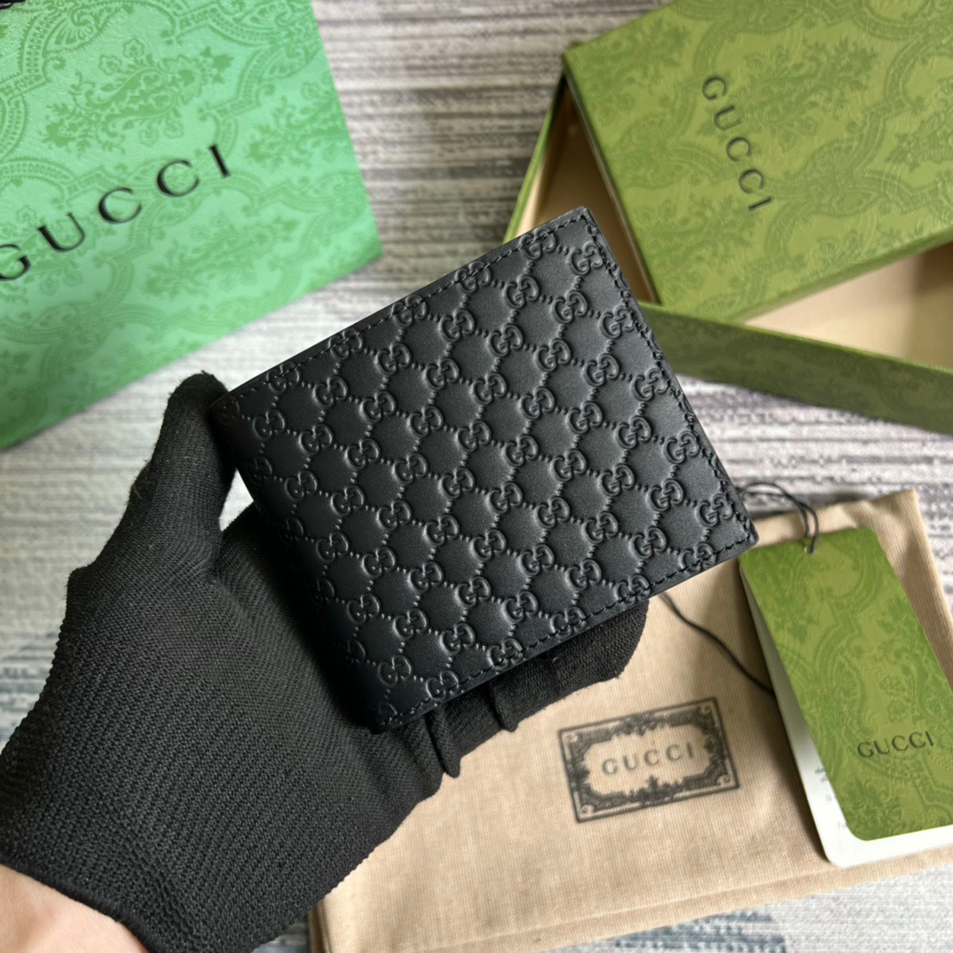 Gvc*1 GG MicroGvc*1ssima Bi-Fold Wallet Black For Men 4.3in/11cm ‎‎‎260987 BMJ1N 4009