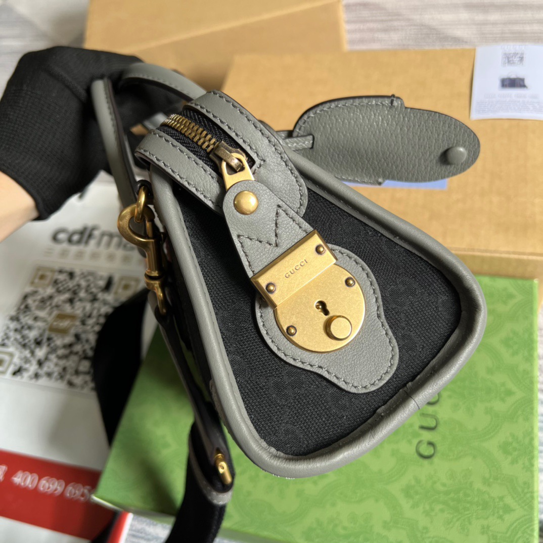 Gvc*1 Mini Top Handle Bag With Double G Brown/Grey For Men 8.7in/22cm