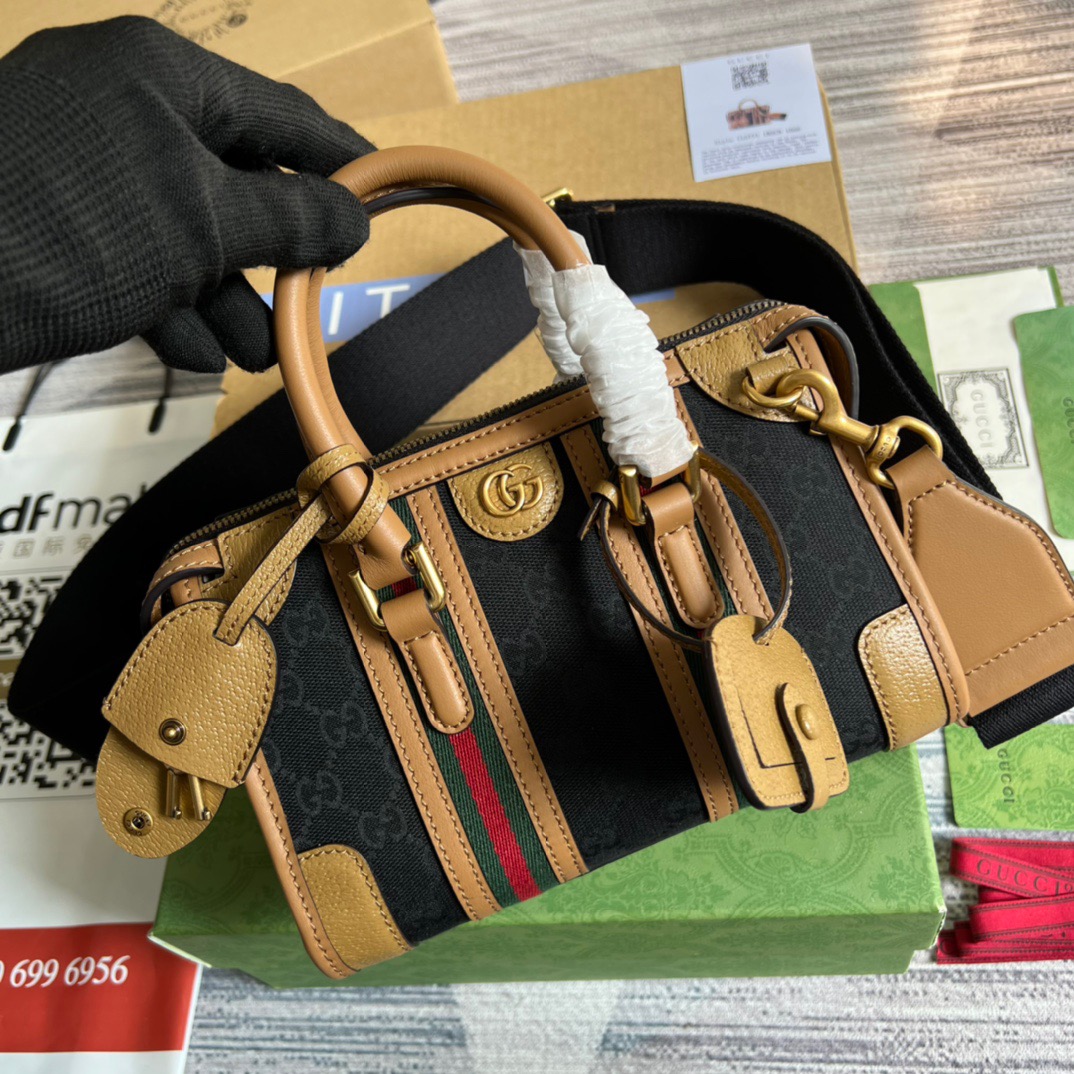 Gvc*1 Mini Top Handle Bag With Double G Brown/Grey For Men 8.7in/22cm