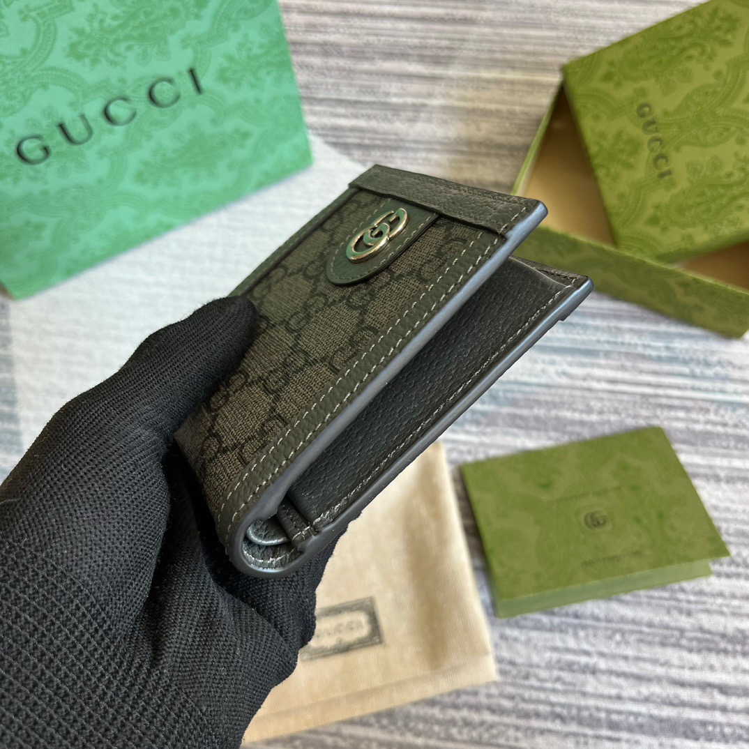 Gvc*1 Ophidia Wallet Svp*me Canvas Grey For Men 4in/10cm ‎732016 UULBN 1244