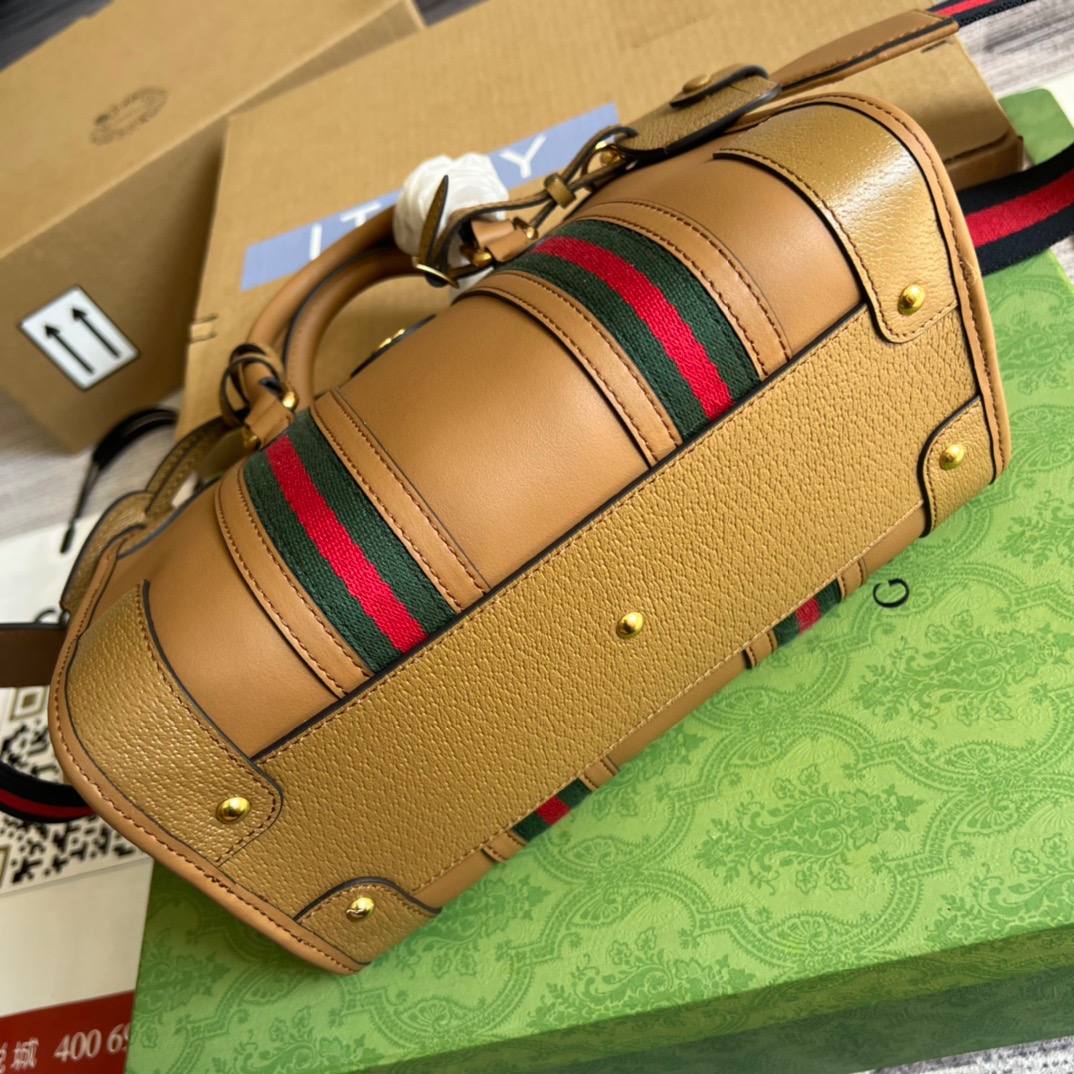 Gvc*1 Small Bauletto Top Handle Bag With Double G White/Brown For Men 10.6in/27cm
