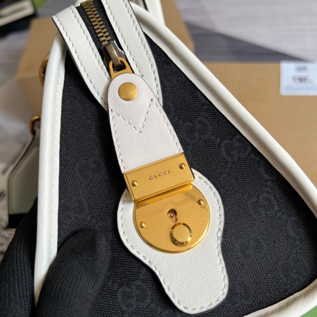 Gvc*1 Small Bauletto Top Handle Bag With Double G White/Brown For Men 10.6in/27cm