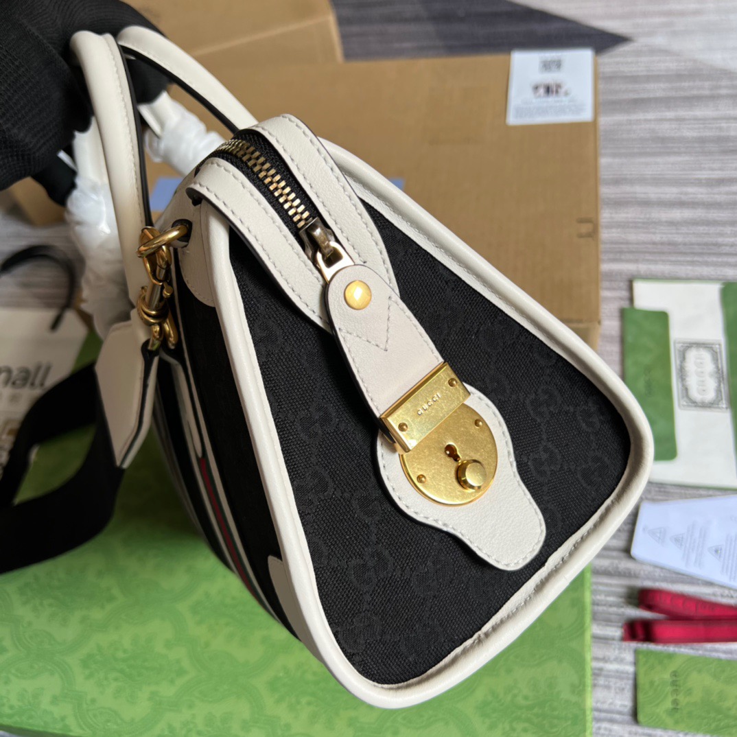 Gvc*1 Small Bauletto Top Handle Bag With Double G White/Brown For Men 10.6in/27cm