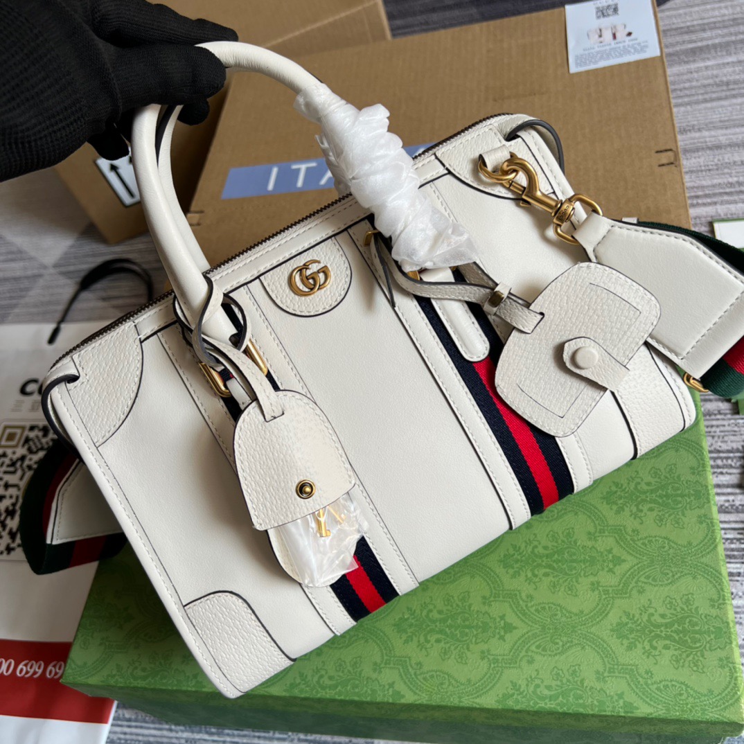 Gvc*1 Small Bauletto Top Handle Bag With Double G White/Grey For Men 10.6in/27cm