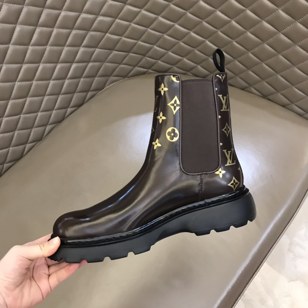 L0vis Vvtt0n LV Bold Chelsea Boots Monogram Flower Brown For Men 1A9FEI