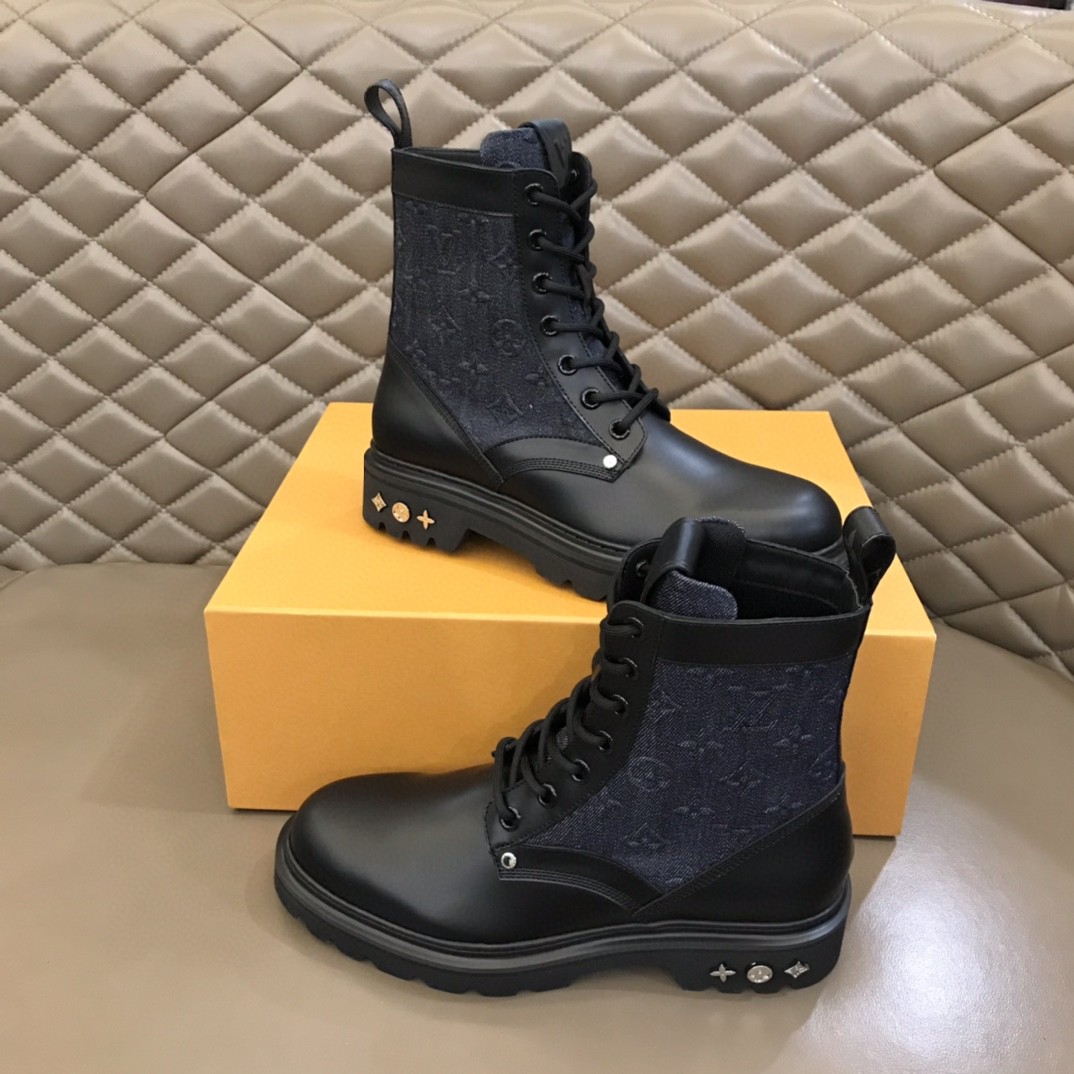 L0vis Vvtt0n LV Ranger Ankle Boots Monogram Flower Black For Men 1AANTF