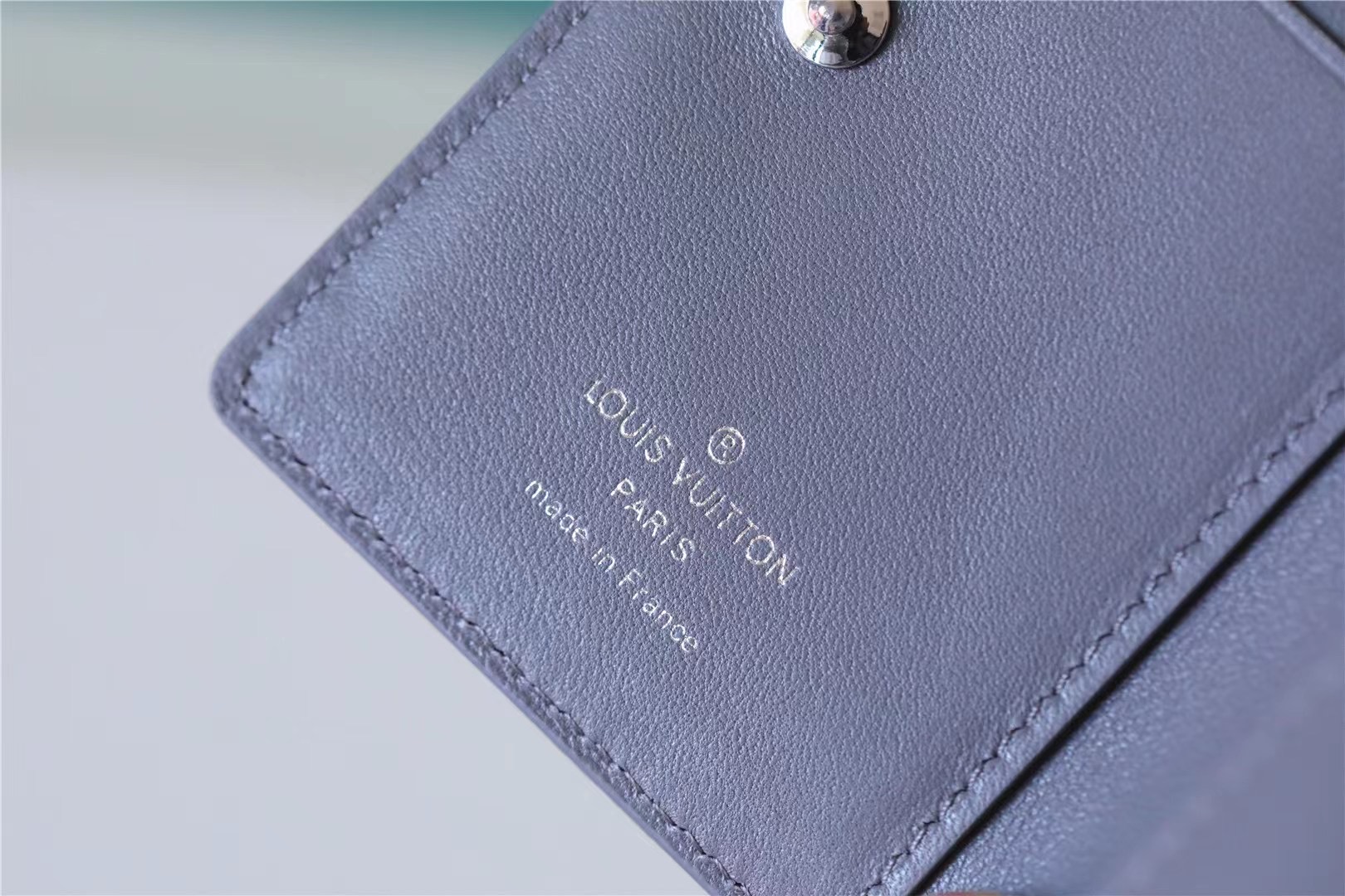 Lou Wallet Monogram Embossed Grey For Women 4.3in/11cm