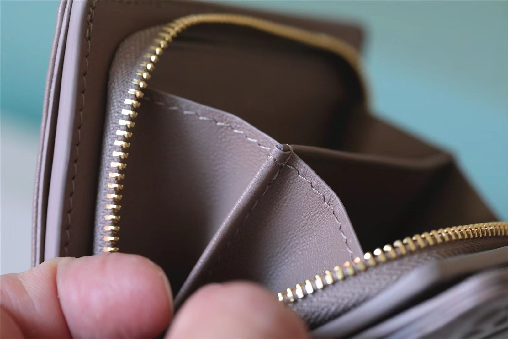 Lou Wallet Monogram Embossed Light Brown For Women 4.3in/11cm