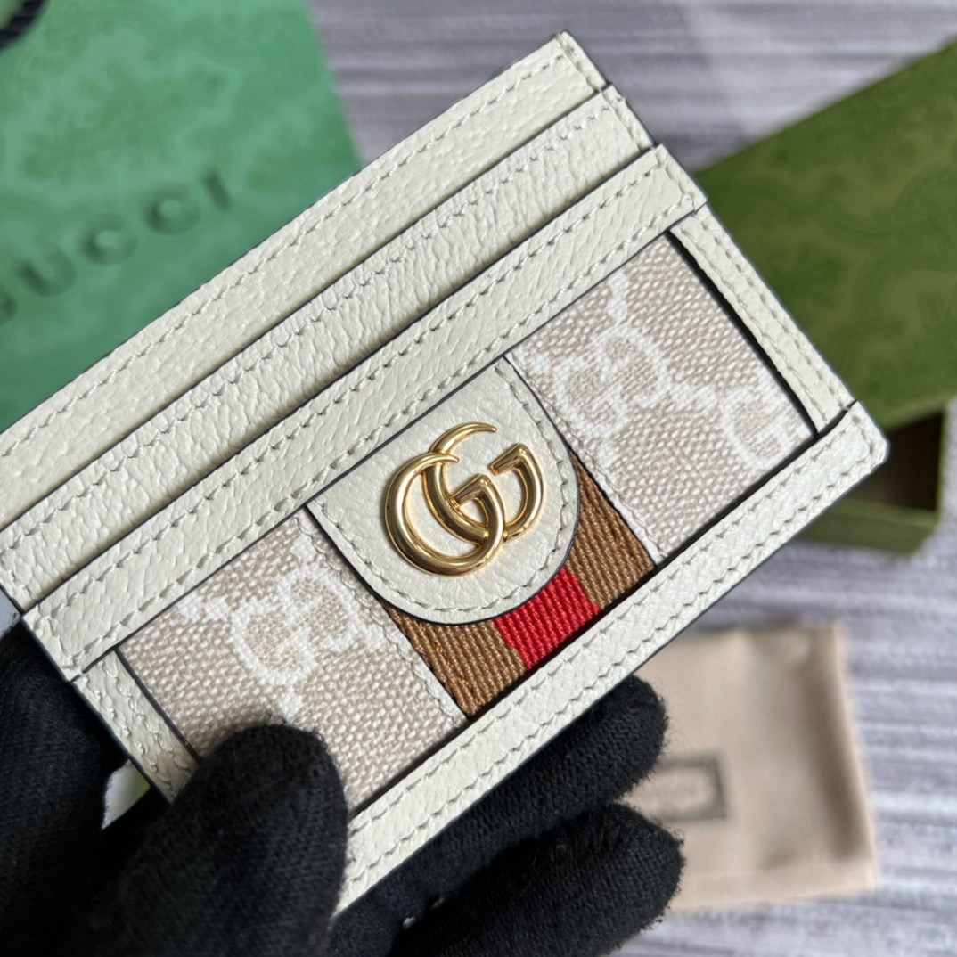 Gvc*1 Ophidia GG card case White For Men 3.9in/10cm