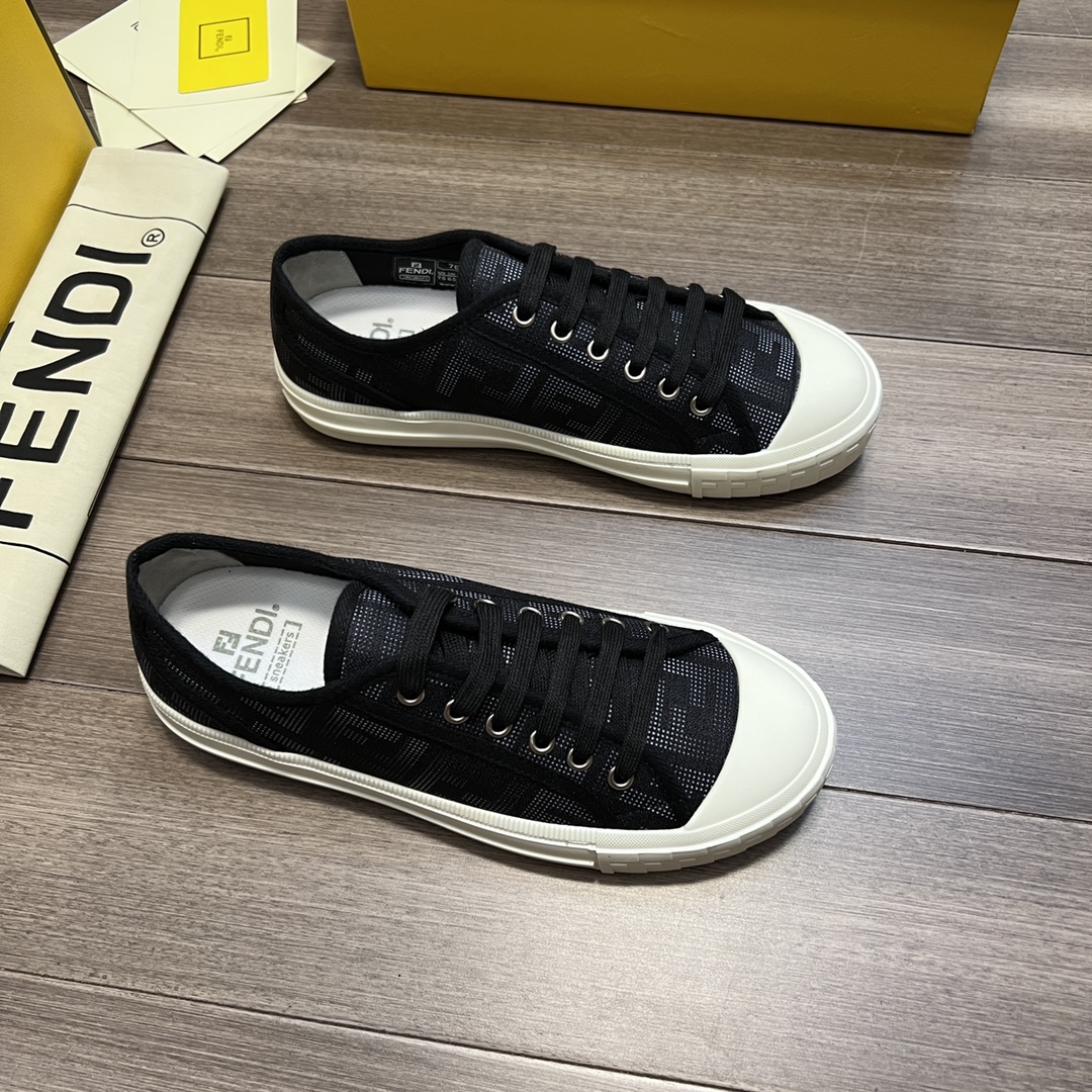 F**di FD Domino Fabric Low-Tops Sneakers Black For Men