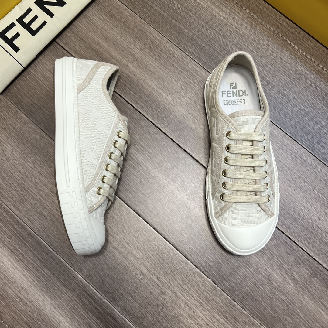F**di FD Domino Fabric Low-Tops Sneakers White For Men 7E1553AK1PF1GQF