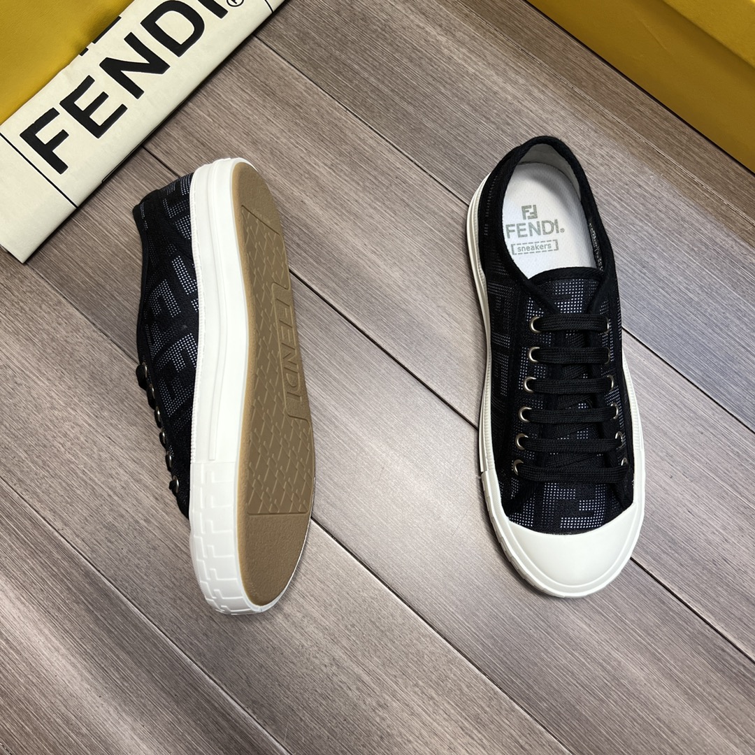 F**di FD Domino Fabric Low-Tops Sneakers Black For Men