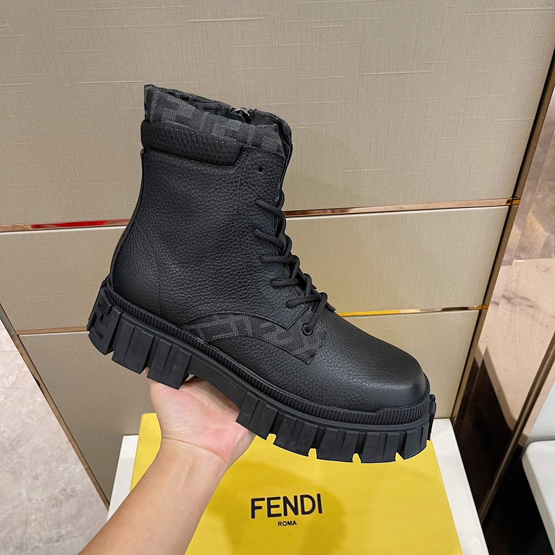 F**di FD F**di Force Lace-Up Ankle Boots Black For Men 7U1458ADMKF1DV5