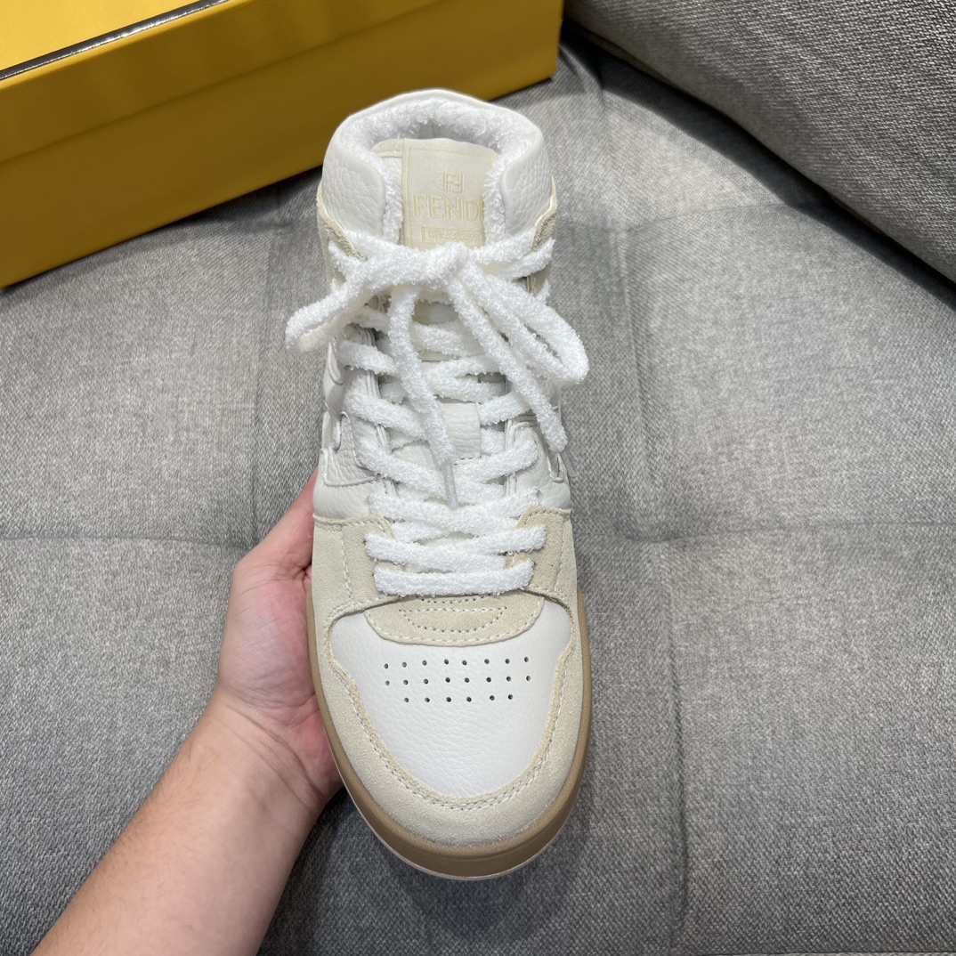 F**di FD F**di Match Lace-Up High-Tops Sneakers White For Men 8E8358AHH2F1FHS