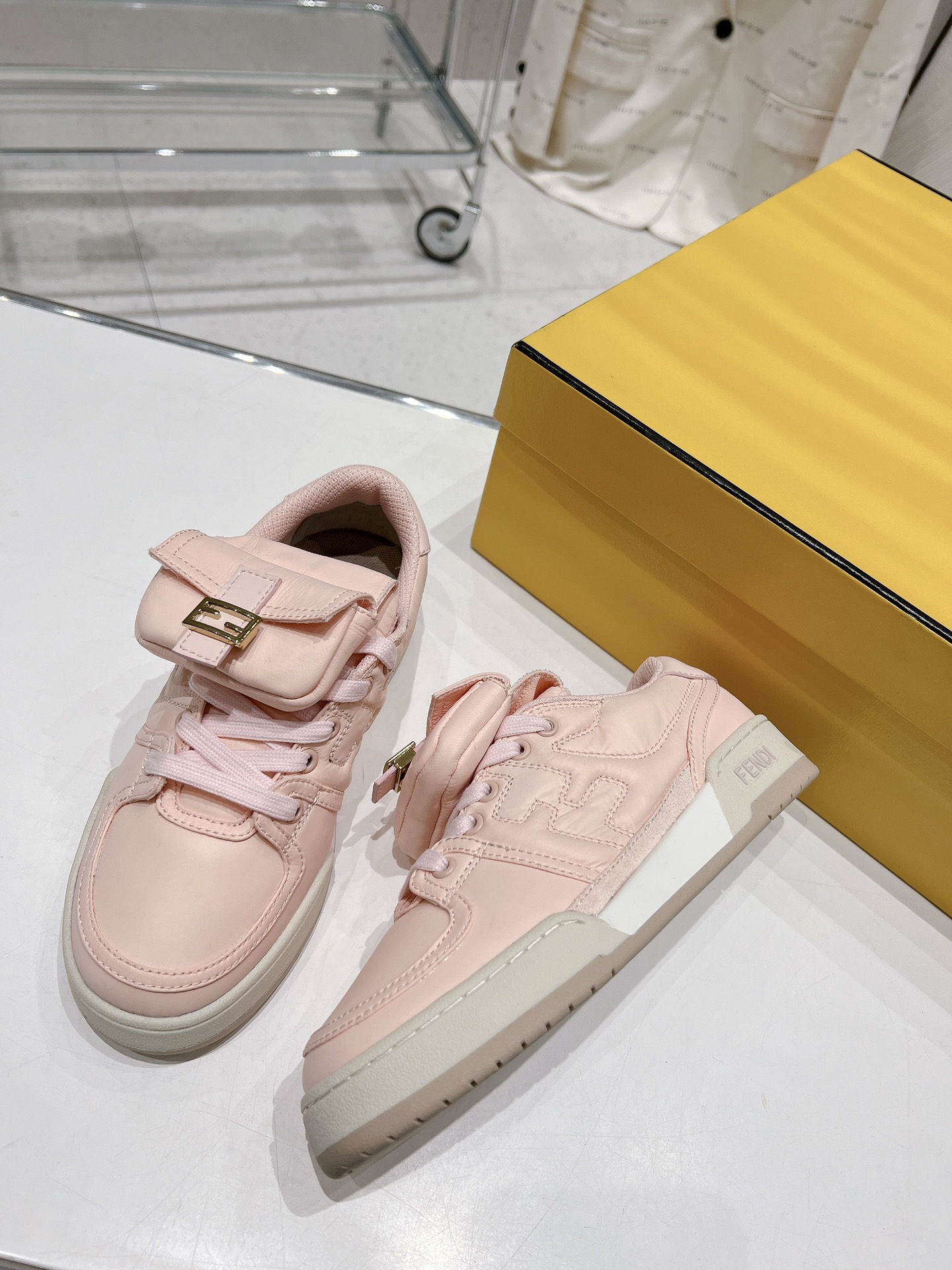 FD F**di Match Lace-Up Low-Top Sneakers Pink For Women