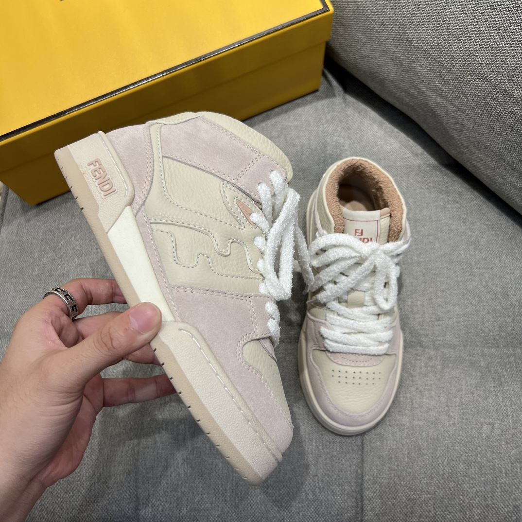 F**di FD F**di Match Lace-Up High-Tops Sneakers Pink For Men