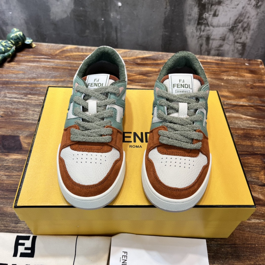 F**di FD F**di Match Low Tops Sneakers Brown And Green For Women