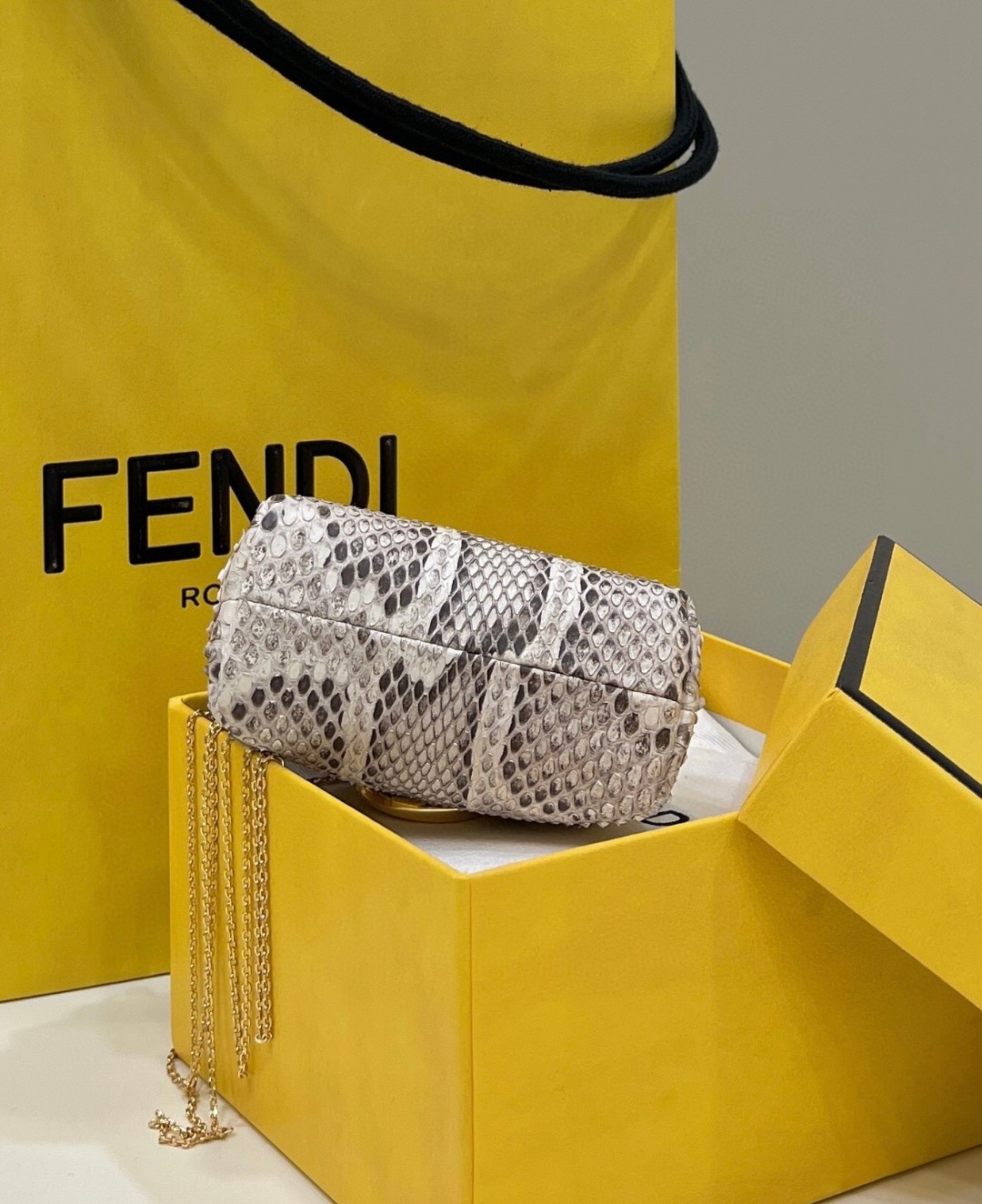 F**di FD First Nano Bag White/Beige/Multicolor For Women 4.6 in/ 11.5 cm