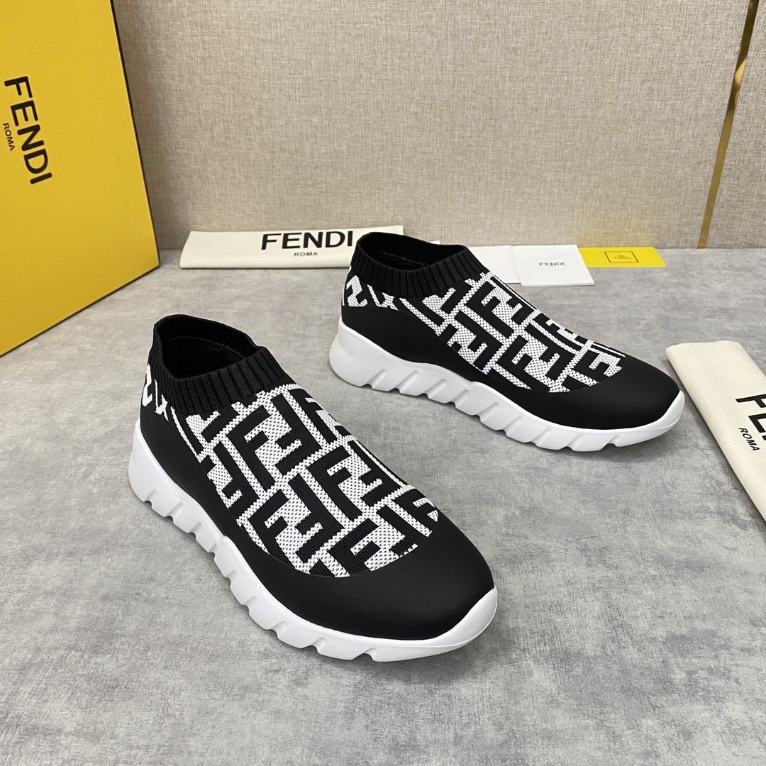 F**di FD Slip-On Sneakers Black And White For Men