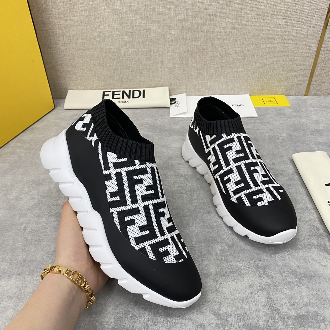 F**di FD Slip-On Sneakers Black And White For Men