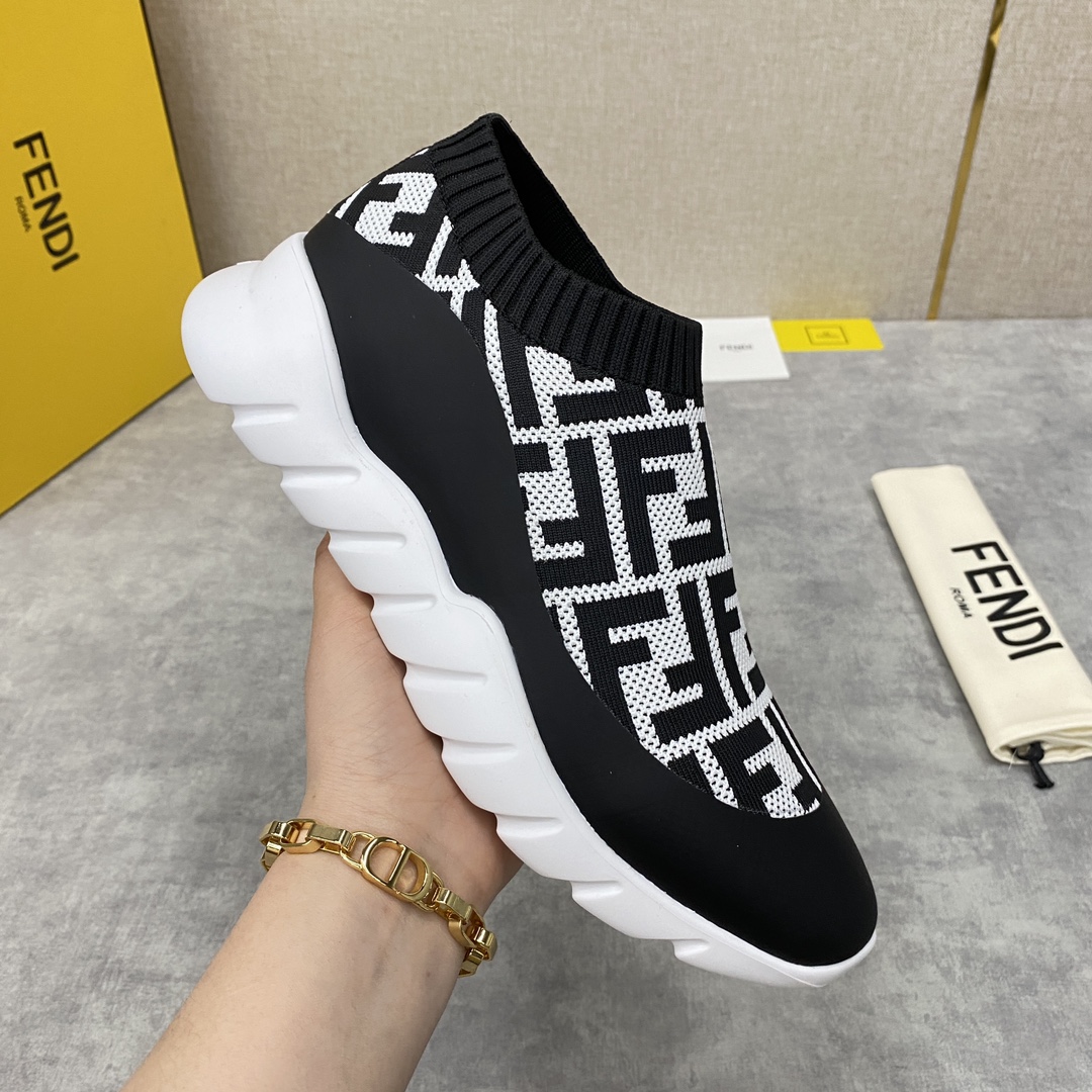 F**di FD Slip-On Sneakers Black And White For Men
