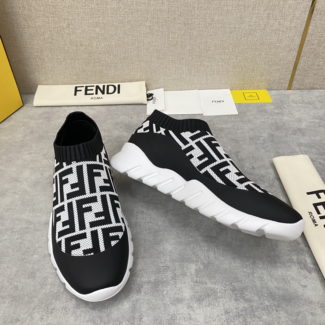 F**di FD Slip-On Sneakers Black And White For Men
