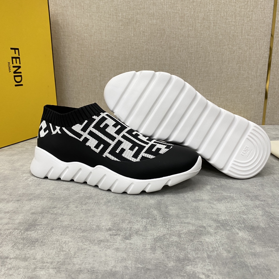 F**di FD Slip-On Sneakers Black And White For Men
