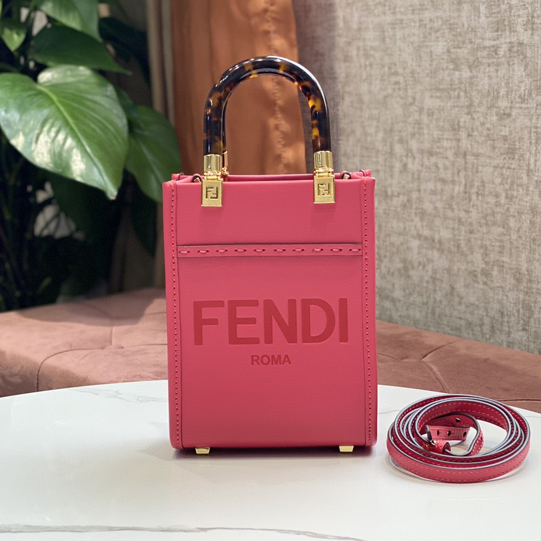 F**di FD Sunshine Mini Shopper Bag Pink For Women 7.1 in/ 18 cm 8BS051ABVLF1HB7