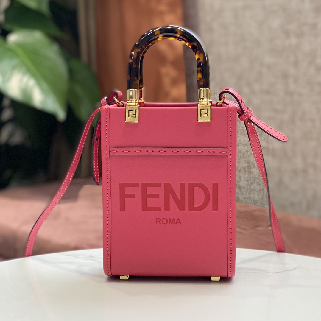 F**di FD Sunshine Mini Shopper Bag Pink For Women 7.1 in/ 18 cm 8BS051ABVLF1HB7