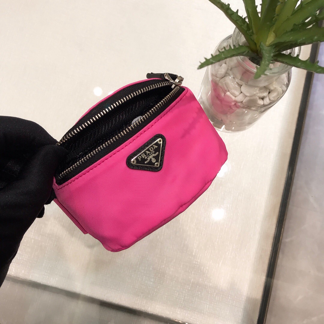 Pra*a Nylon Wristlet Clutch Bag Black/Pink/Red For Women 5.1 in/ 13 cm 2TT095_D02_F0002