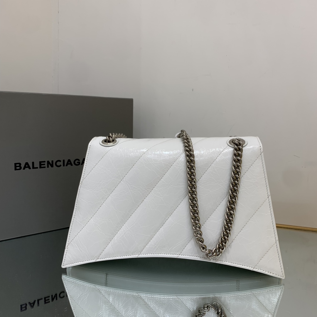Ba1en*iaga Crush Medium Chain Bag Black/White For Women‎ 12.2in/31cm