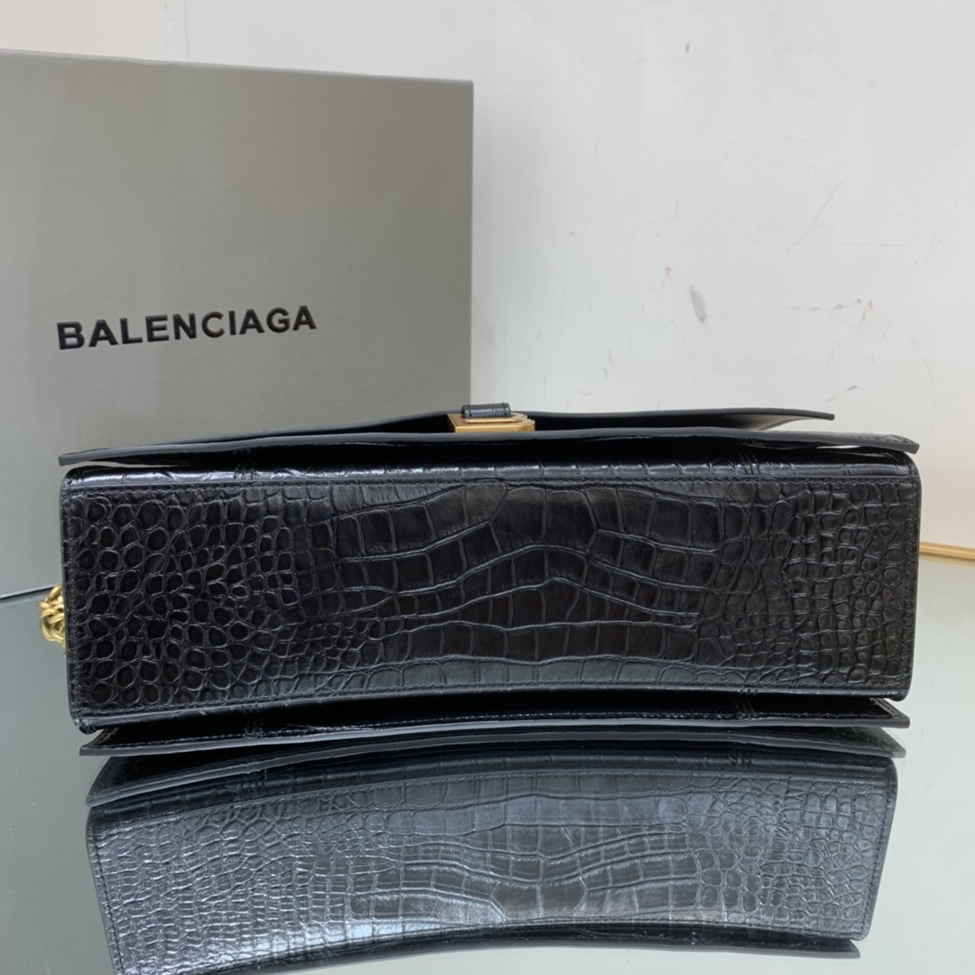 Ba1en*iaga Crush Medium Chain Bag Black/White For Women‎ 12.2in/31cm