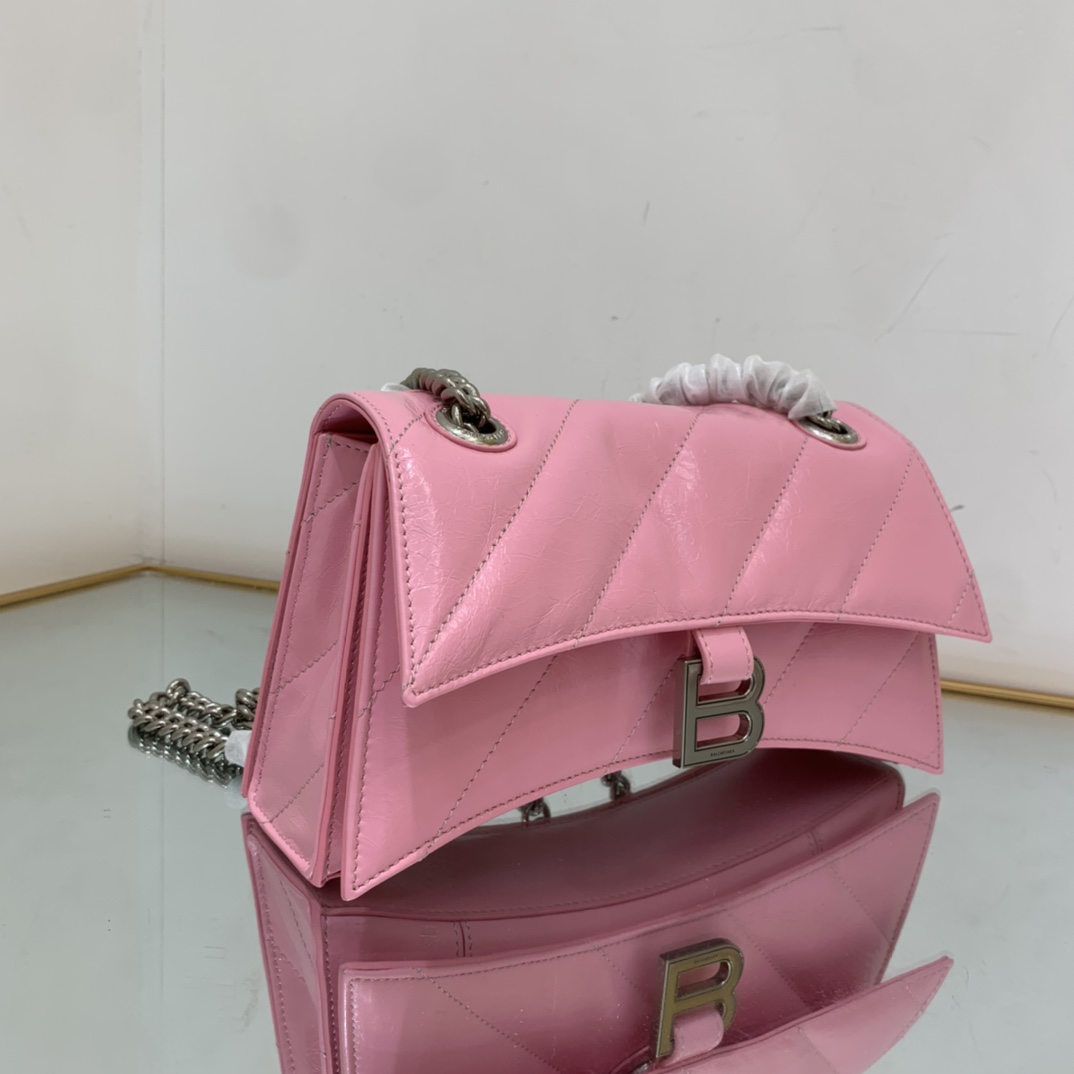 Ba1en*iaga Crush Small Chain Bag Black/Pink/Silver/White For Women‎ 9.8in/24.9cm