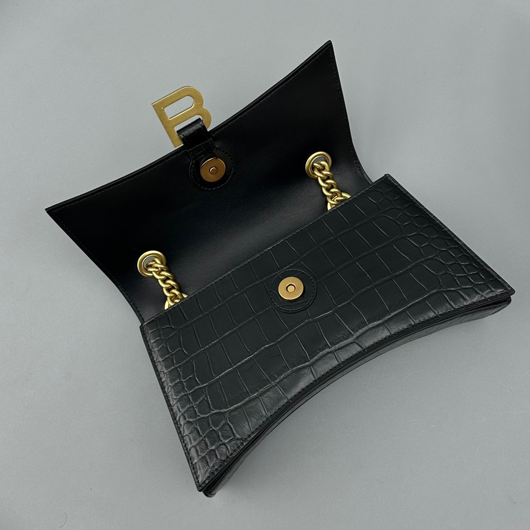 Ba1en*iaga Crush Small Chain Bag Black/White For Women‎ 9.8in/25cm 716351210IX1000