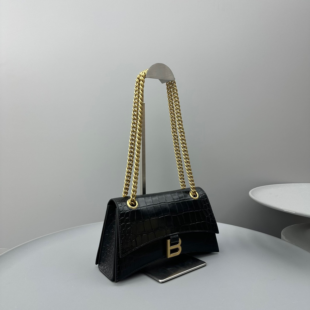 Ba1en*iaga Crush Small Chain Bag Black/White For Women‎ 9.8in/25cm 716351210IX1000