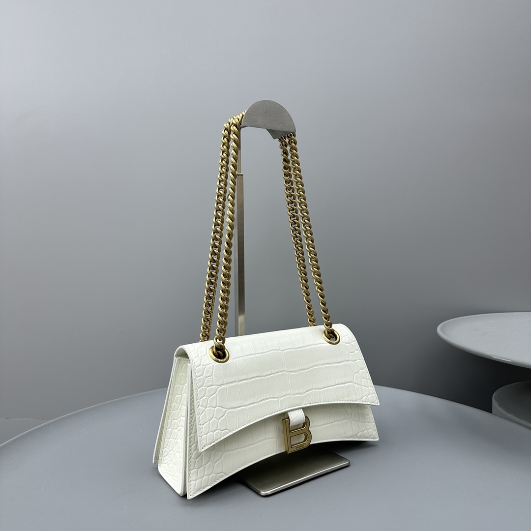 Ba1en*iaga Crush Small Chain Bag Black/White For Women‎ 9.8in/25cm 716351210IX1000