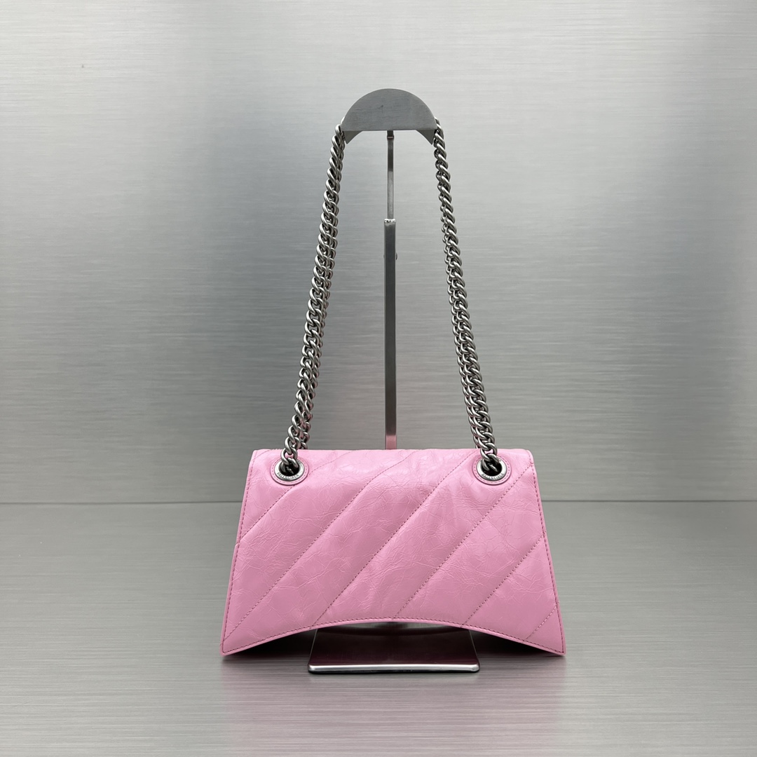 Ba1en*iaga Crush Small Chain Bag Black/Pink/Silver/White For Women‎ 9.8in/24.9cm 716351210J09001