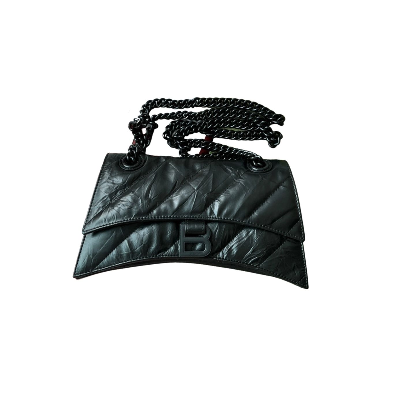 Ba1en*iaga Crush Small Chain Bag Black/Silver/White For Women‎ 9.8in/24.9cm 716351210IY1000
