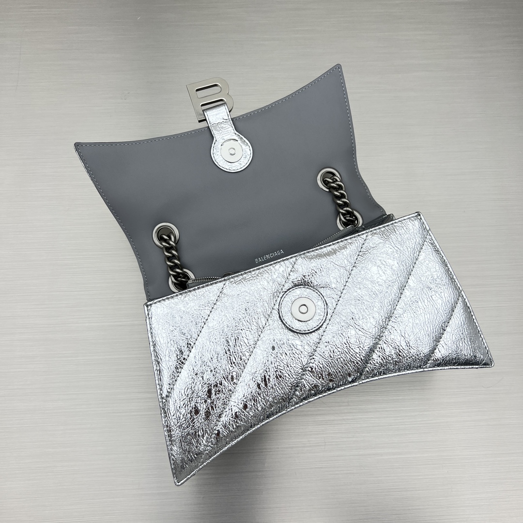 Ba1en*iaga Crush Small Chain Bag Black/Pink/Silver/White For Women‎ 9.8in/24.9cm 716351210J09001